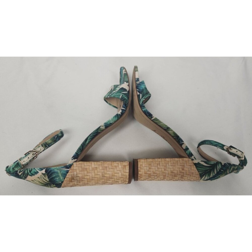 Sam Edelman Women's Sz. 7.5 Yaro Jade Palm Print Ankle Strap Sandals - Picture 6 of 8